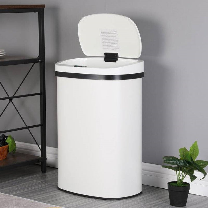 13 Gallon Stainless Steel Motion Sensor Trash Can White