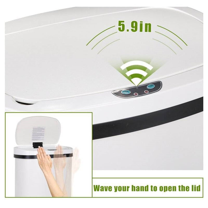 13 Gallon Stainless Steel Motion Sensor Trash Can White