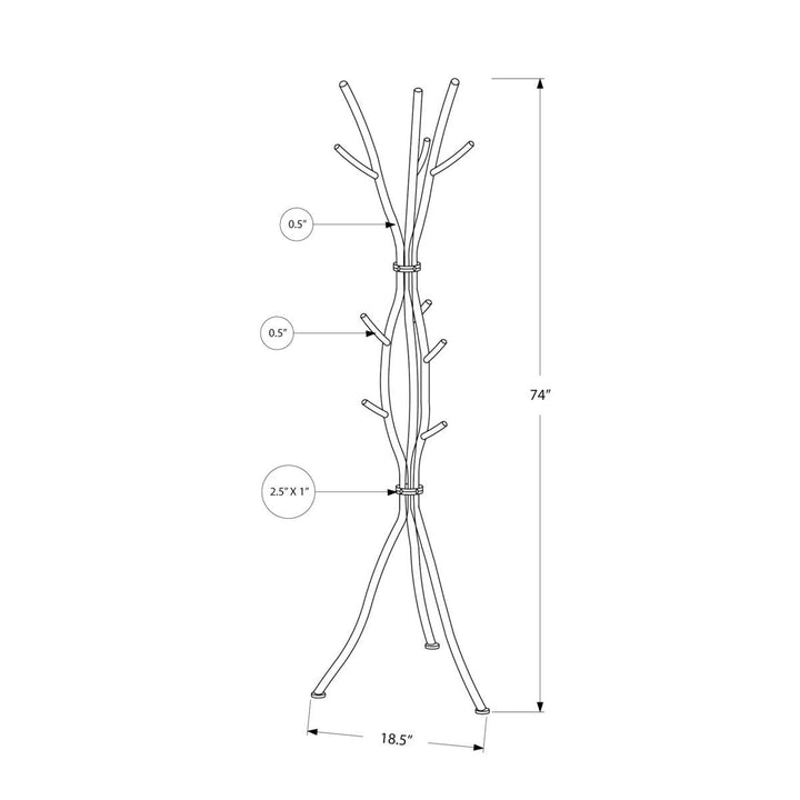 74-inch White Metal Coat Rack Entryway Hall Tree Umbrella Stand