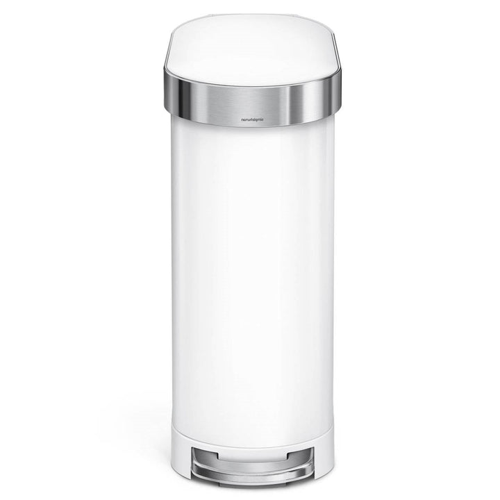 White 12-Gallon Narrow Kitchen Trash Can with Easy Step-on Lid