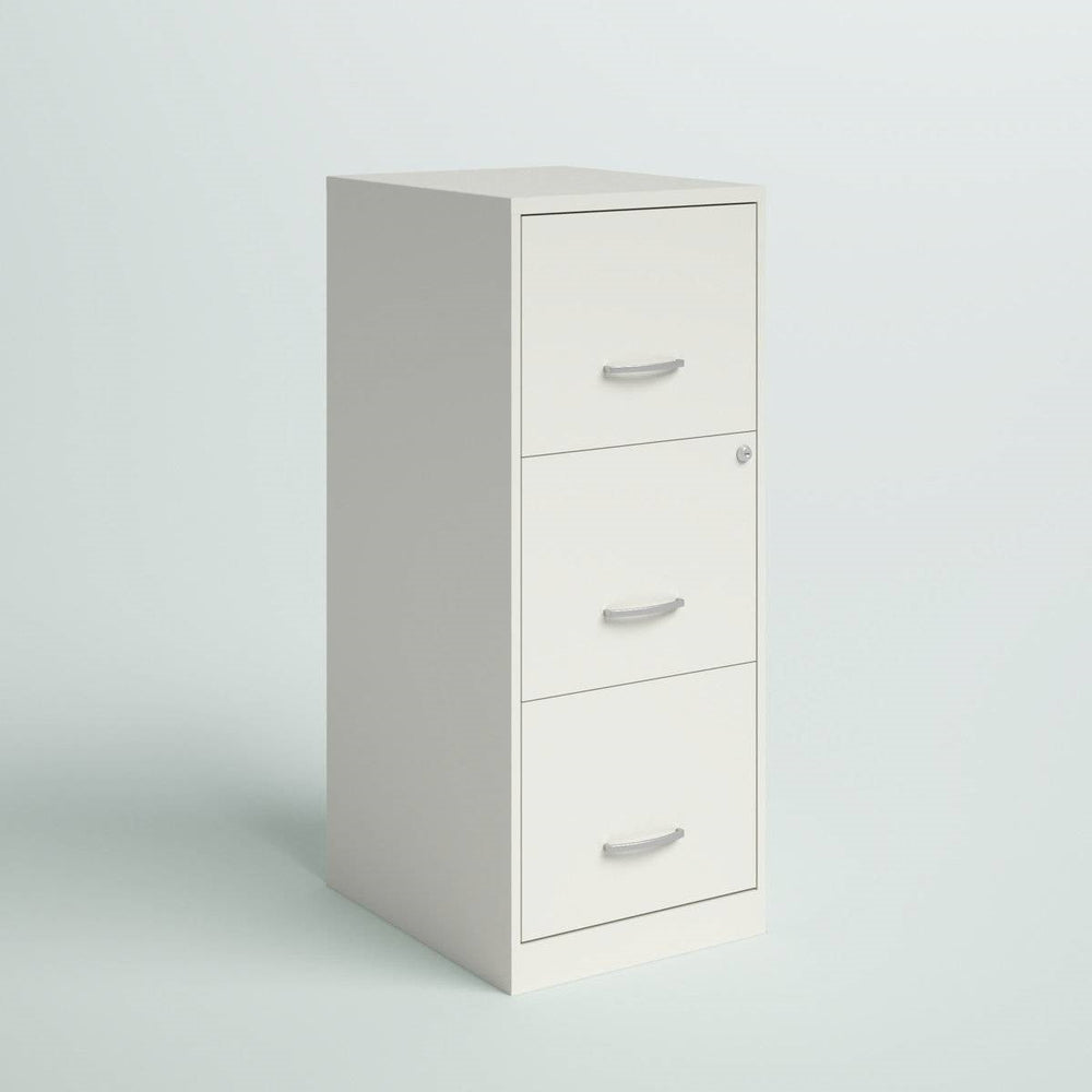 White Metal 3-Drawer Vertical File Cabinet with 2 Locking Drawers