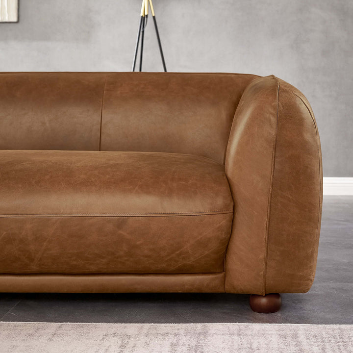 Marlon Luxury Italian Leather Sofa Brown Zoomed In