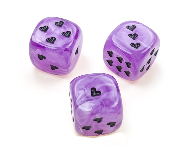 Heart 16mm Cirrus® w/pips Purple/black d6 | Heart Dice