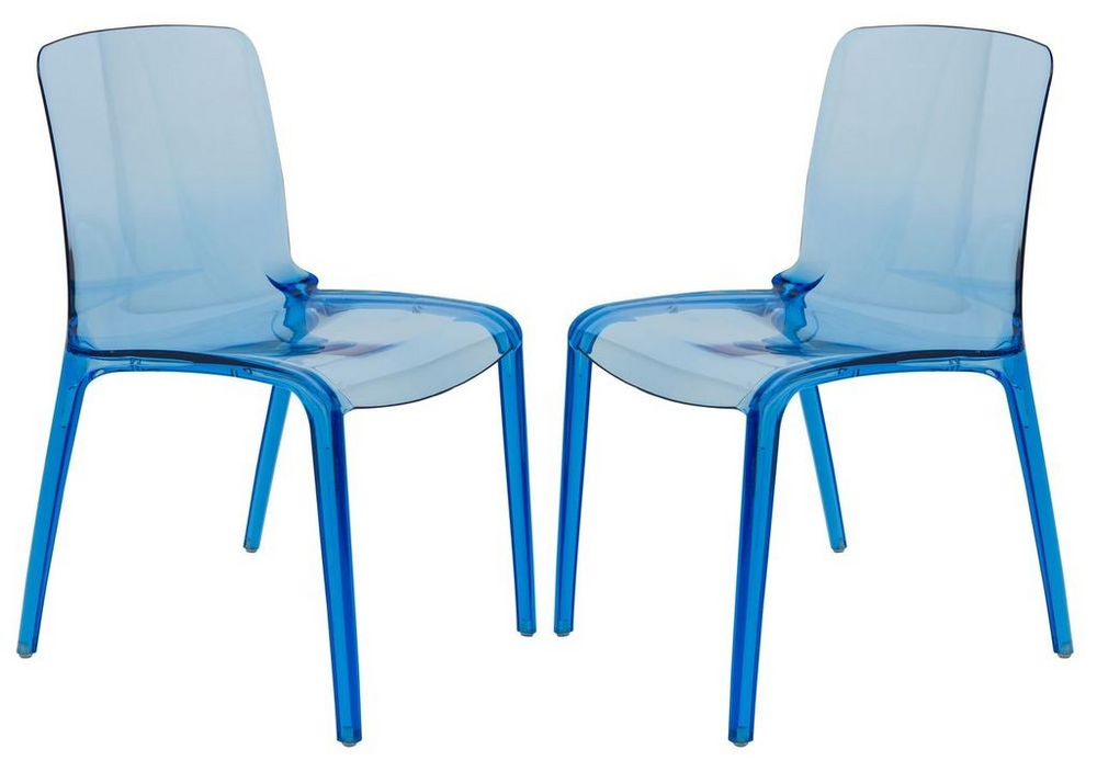 LeisureMod Murray Modern Dining Chair, Set of 2 Transparent Blue Together.