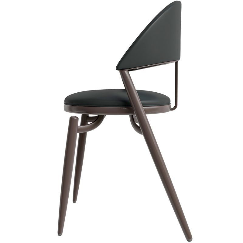 LeisureMod Venice Collection Modern Dining Chair In Black Side View.