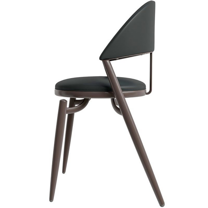 LeisureMod Venice Collection Modern Dining Chair In Black Side View.