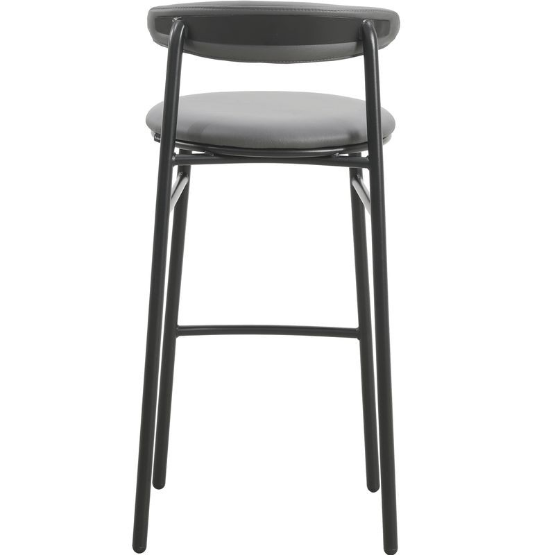 LeisureMod Lume Collection Modern Bar Stool in Charcoal Back View.