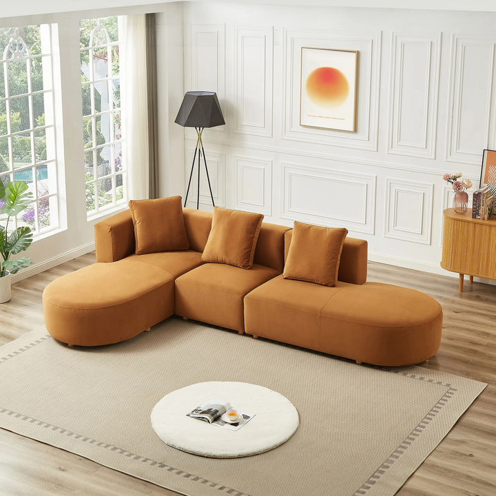 Orby Velvet Sectional Sofa Left Facing Image