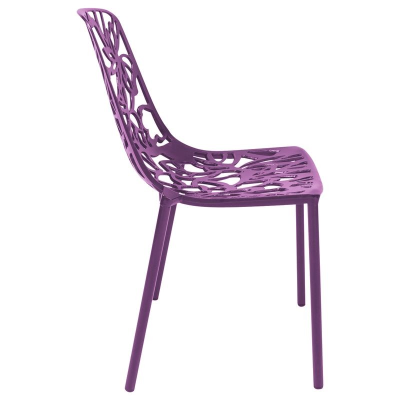 LeisureMod Modern Devon Aluminum Chair Purple Side View.