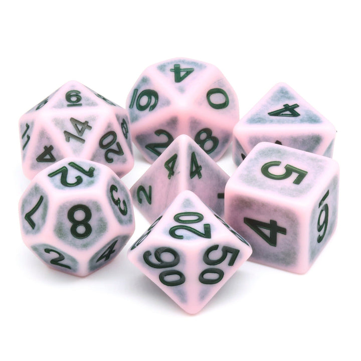Single Notes Ancient 7-Dice Set Role Playing Dungeons and Dragons Dice (Light Pink/Purple)
