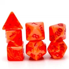 Satan's Pain 7-Dice Set Red & Light Red w/Red Numbers Dnd Dice Set