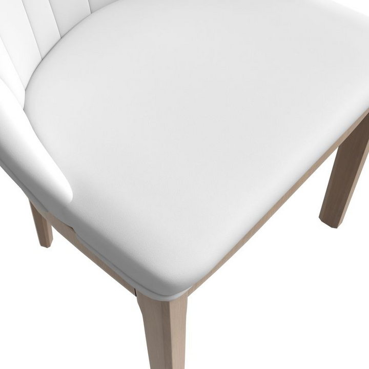 Leisuremod Verisma Collection Modern Wooden Dining Chair in White Closeup.