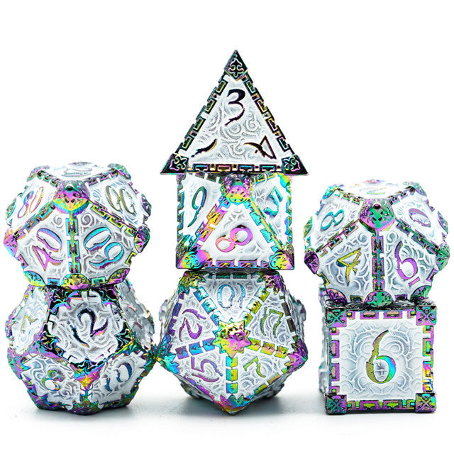 White Rainbow Metal Dice（Dagger of Venom）7-Dice Udixi RPG