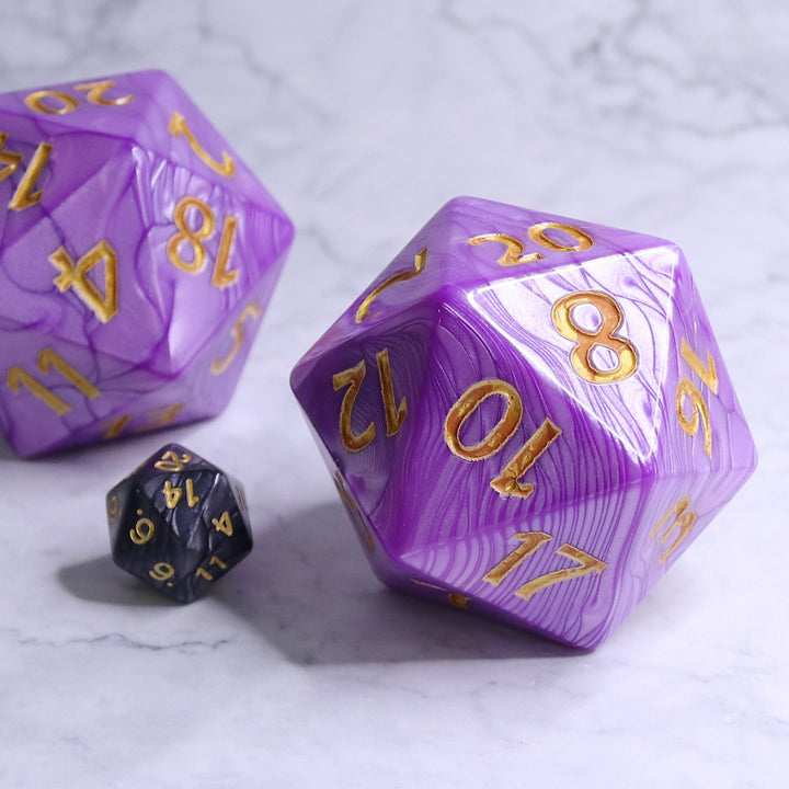 55mm Titan d20 (Purple Pearl) Huge d20 for DND RPG