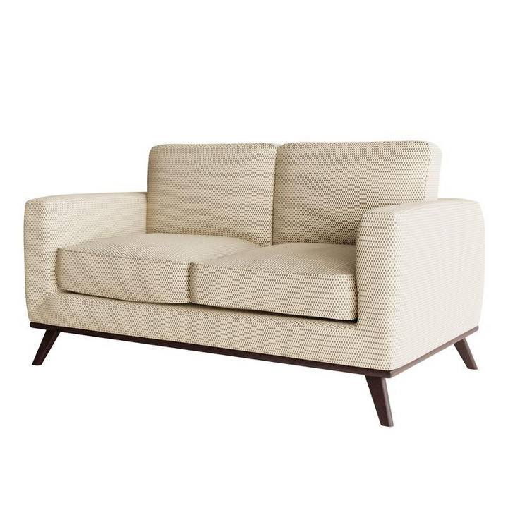 LeisureMod Chester Modern Faux Leather Loveseat in Beige Mesh Photo.
