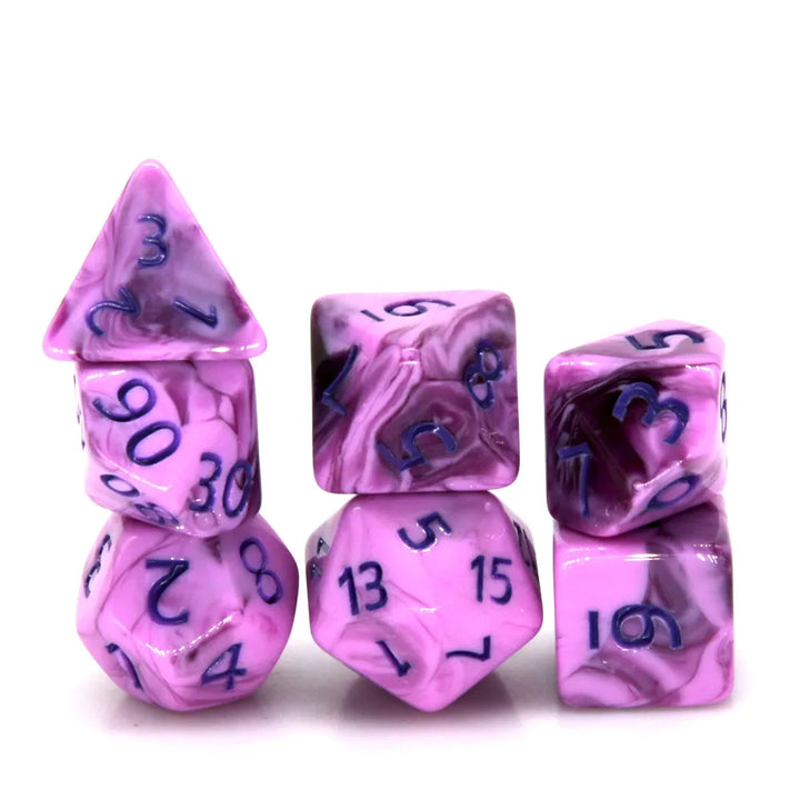 Warlock's Pain 7-Dice Set Purple & Light Purple w/Purple Numbers Dnd Dice Set