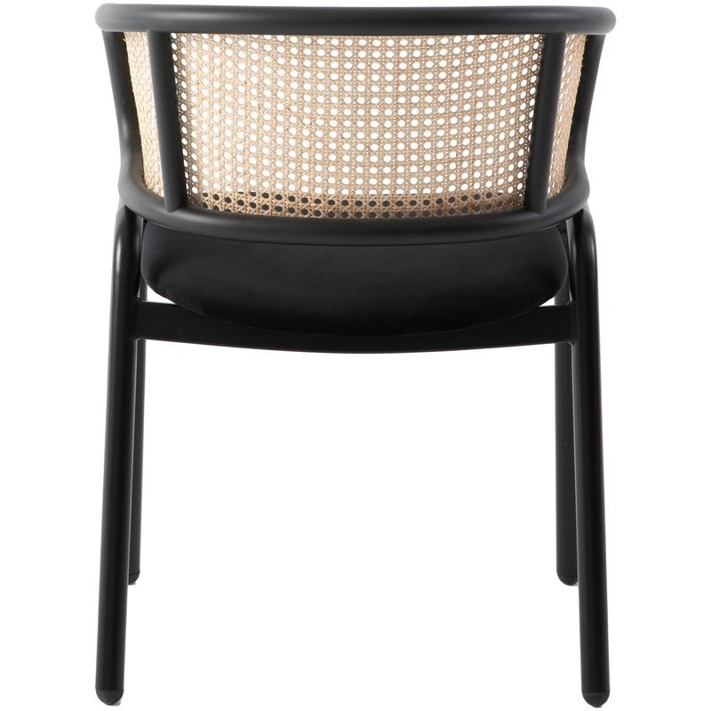 Leisuremod Ervilla Modern Dining Chair with Stainless Steel Legs Velvet Seat and Wicker Back Photo.