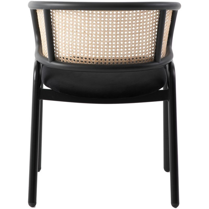 Leisuremod Ervilla Modern Dining Chair with Stainless Steel Legs Velvet Seat and Wicker Back Photo.