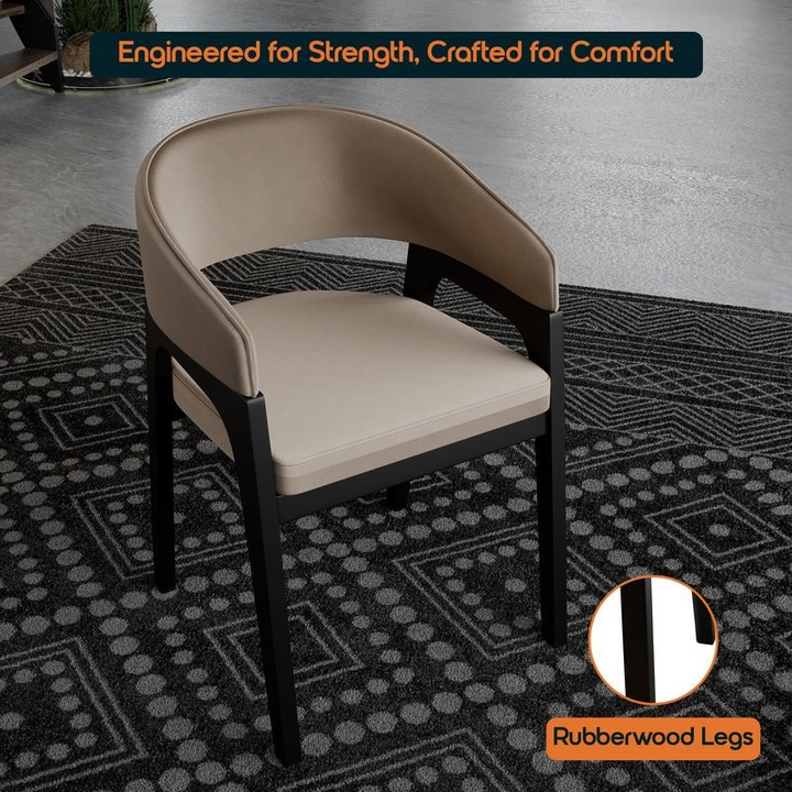 Leisuremod Cali Collection Modern Dining Chair in Taupe on Carpet.