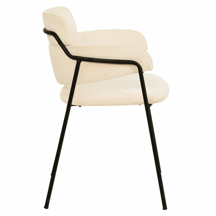 LeisureMod Axis Collection Modern Dining Chair in Beige Side View.
