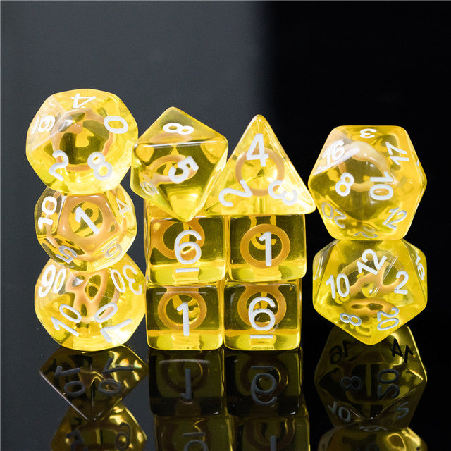 Yellow Circle / Gold Hedgehog Ring Dice 11-Dice Set RPG