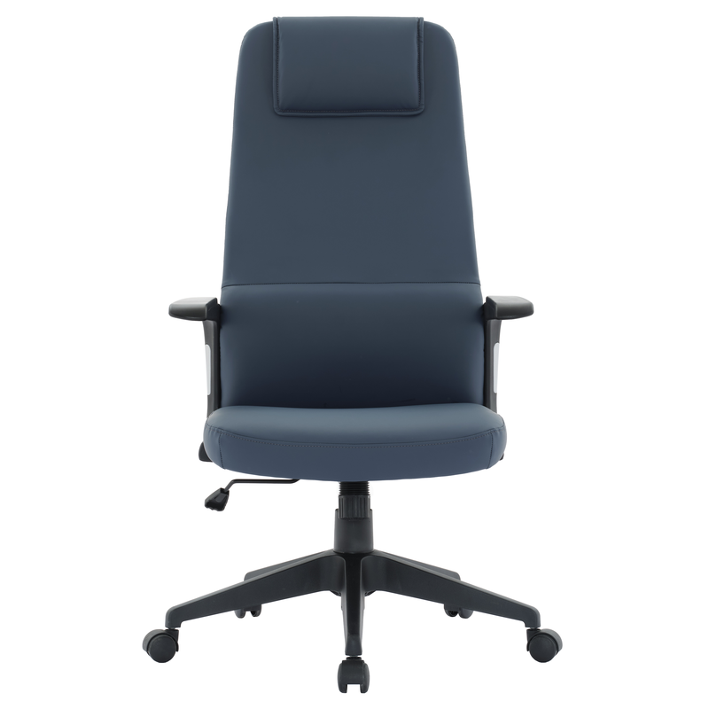 LeisureMod Nexa Collection Modern Office Chair in Blue Front View.