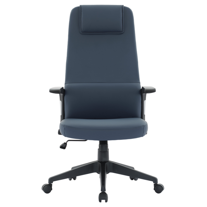 LeisureMod Nexa Collection Modern Office Chair in Blue Front View.