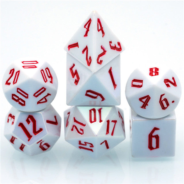 Peppermint White Colorful DND Dice (White&Red) 7-Dice