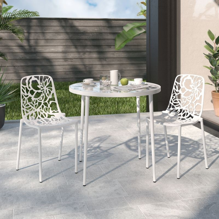 LeisureMod Modern Devon Aluminum Chair, Set of 2 White