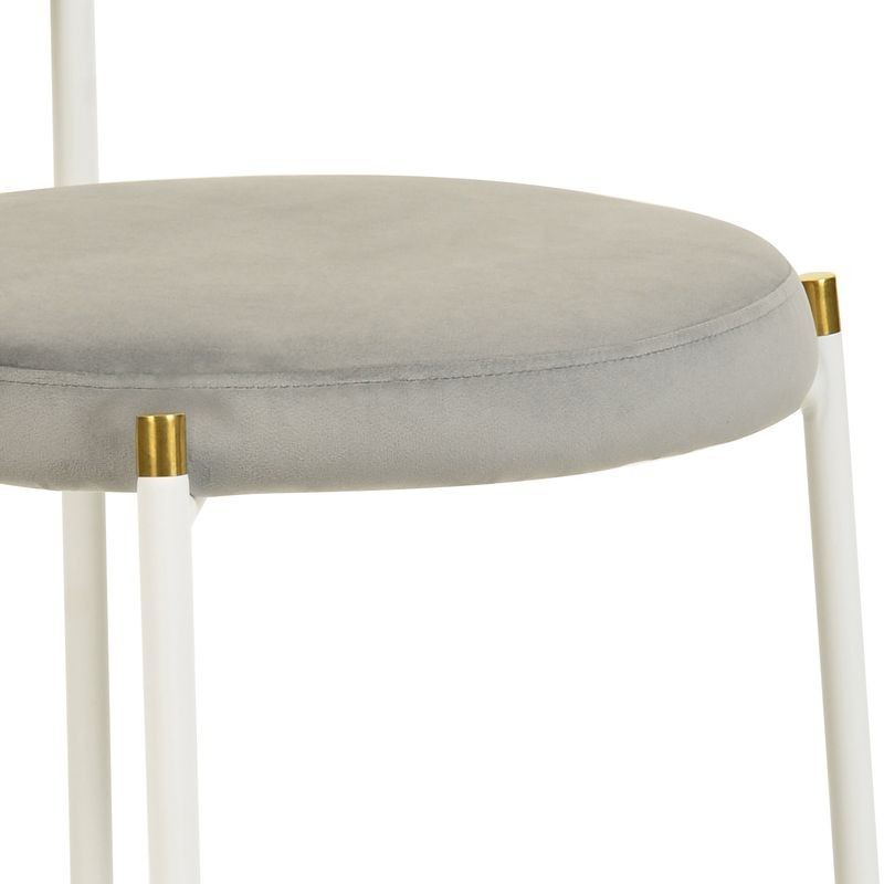 LeisureMod Euston Collection Modern Dining Chair White Frame in Grey Set of 2 Closeup.