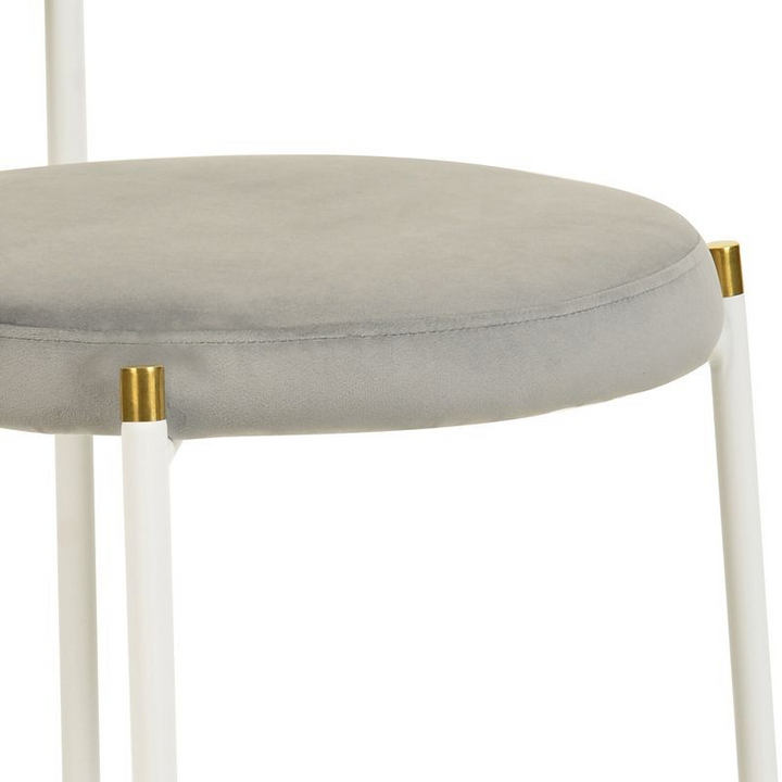 LeisureMod Euston Collection Modern Dining Chair White Frame in Grey Set of 2 Closeup.