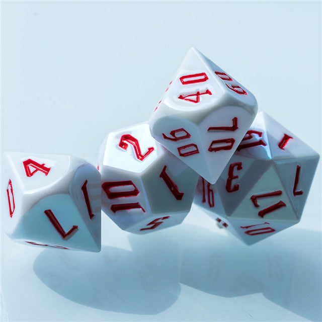 Peppermint White Colorful DND Dice (White&Red) 7-Dice