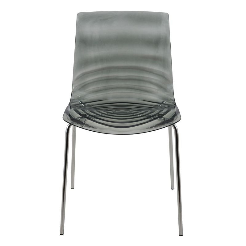 LeisureMod Astor Water Ripple Design Dining Chair Black Front.