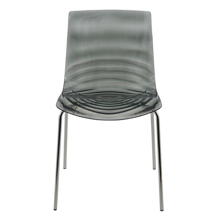 LeisureMod Astor Water Ripple Design Dining Chair Black Front.
