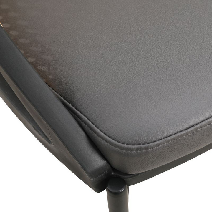 LeisureMod Urbane Collection Modern Dining Chair with Wicker Back in Charcoal Closeup.
