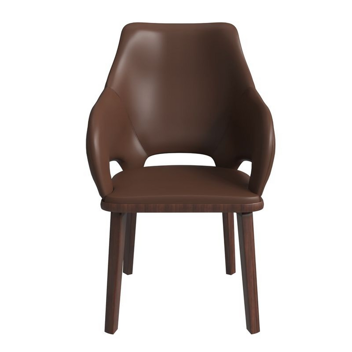 LeisureMod Vivara Collection Modern Dining Chair in Dark Brown Front View.