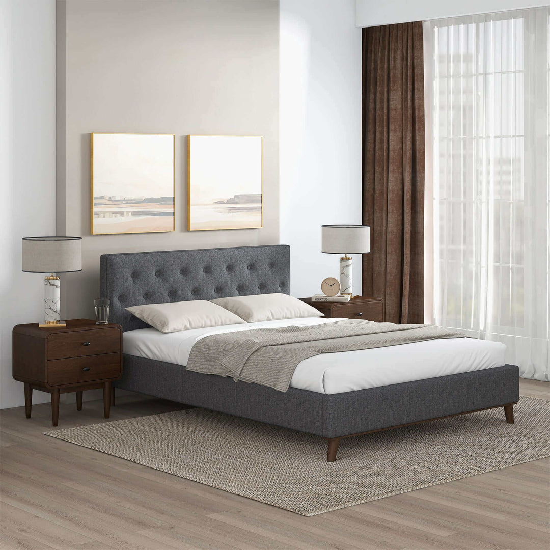 Graceville Queen Fabric Platform Bed Right Angle