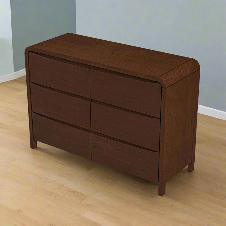 Lionel Mid Century Modern Solid Wood 6-Drawer Dresser Left Angle Picture.