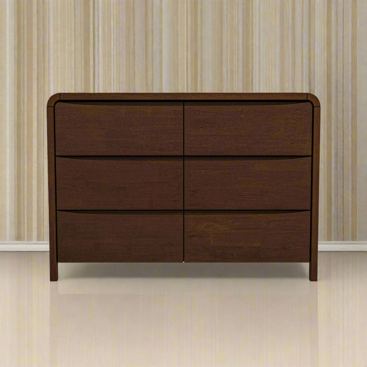 Lionel Mid Century Modern Solid Wood 6-Drawer Dresser Closeup