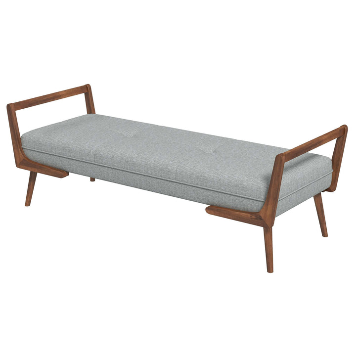 Cora Mid Century Modern Grey Fabric Bench Right Angle