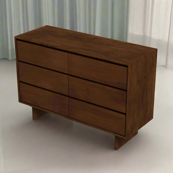 Dubrovnik Mid Century Modern Walnut Dresser With 6 Drawers Left Angle.