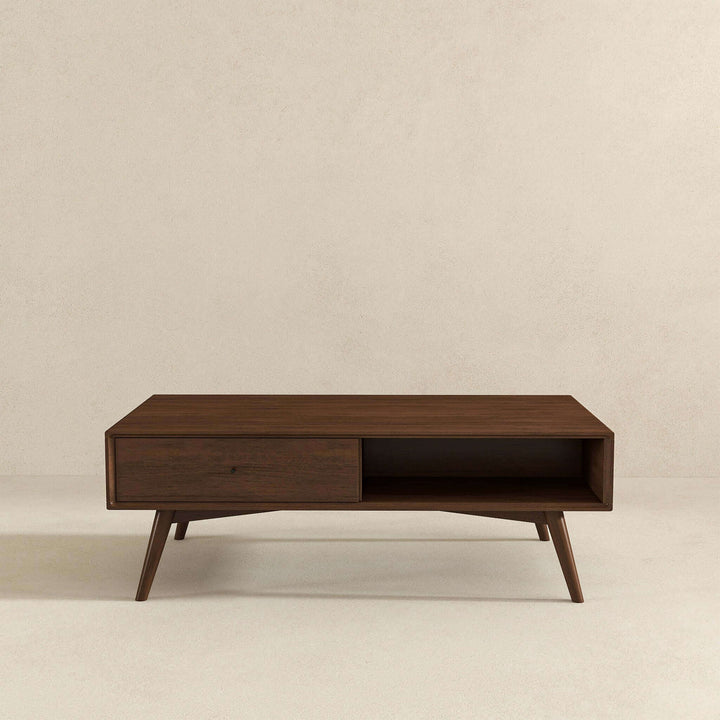 Caroline Walnut Coffee Table Front Plain Background