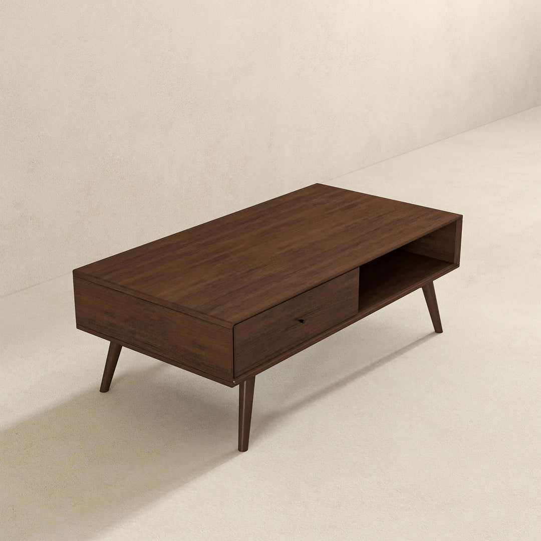 Caroline Walnut Coffee Table Right Angle Plain Back