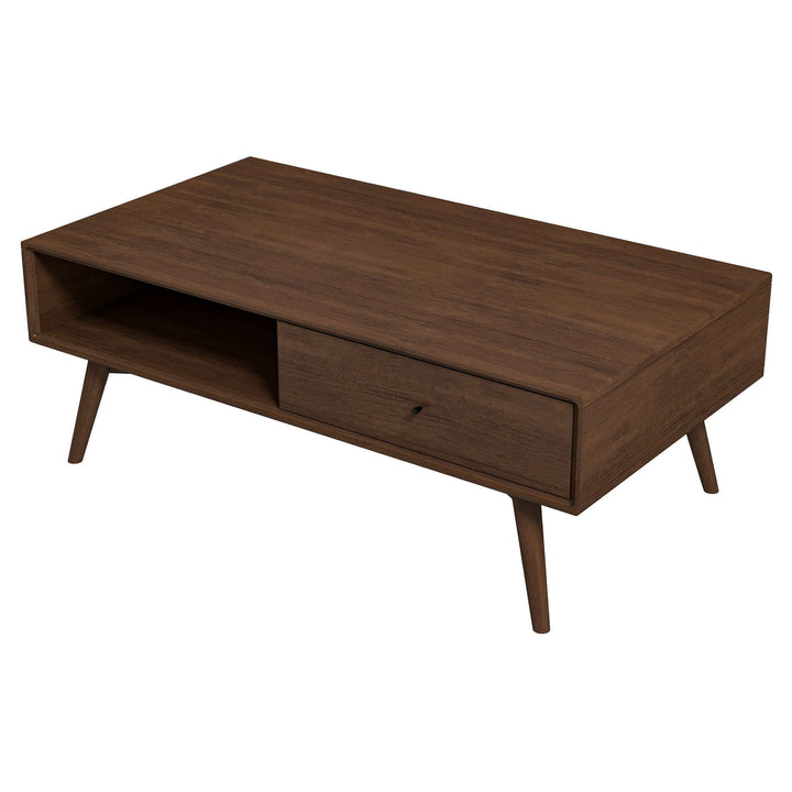 Caroline Walnut Coffee Table Left Angle