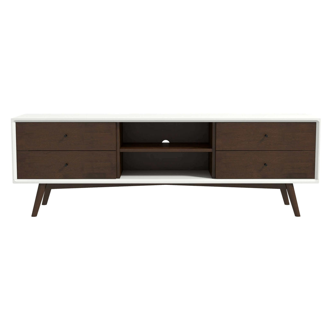 Caroline Walnut White TV Stand Up To 72" Front