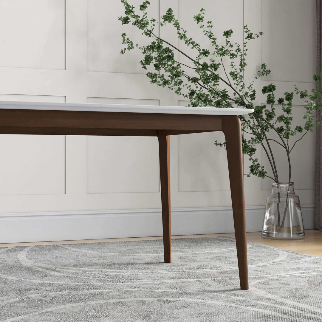 Lindsey Solid Wood White Top Dining Table Zoomed In