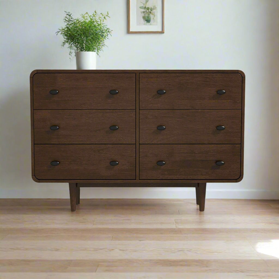 Alexa Mid Century Modern Dresser 6 Drawer