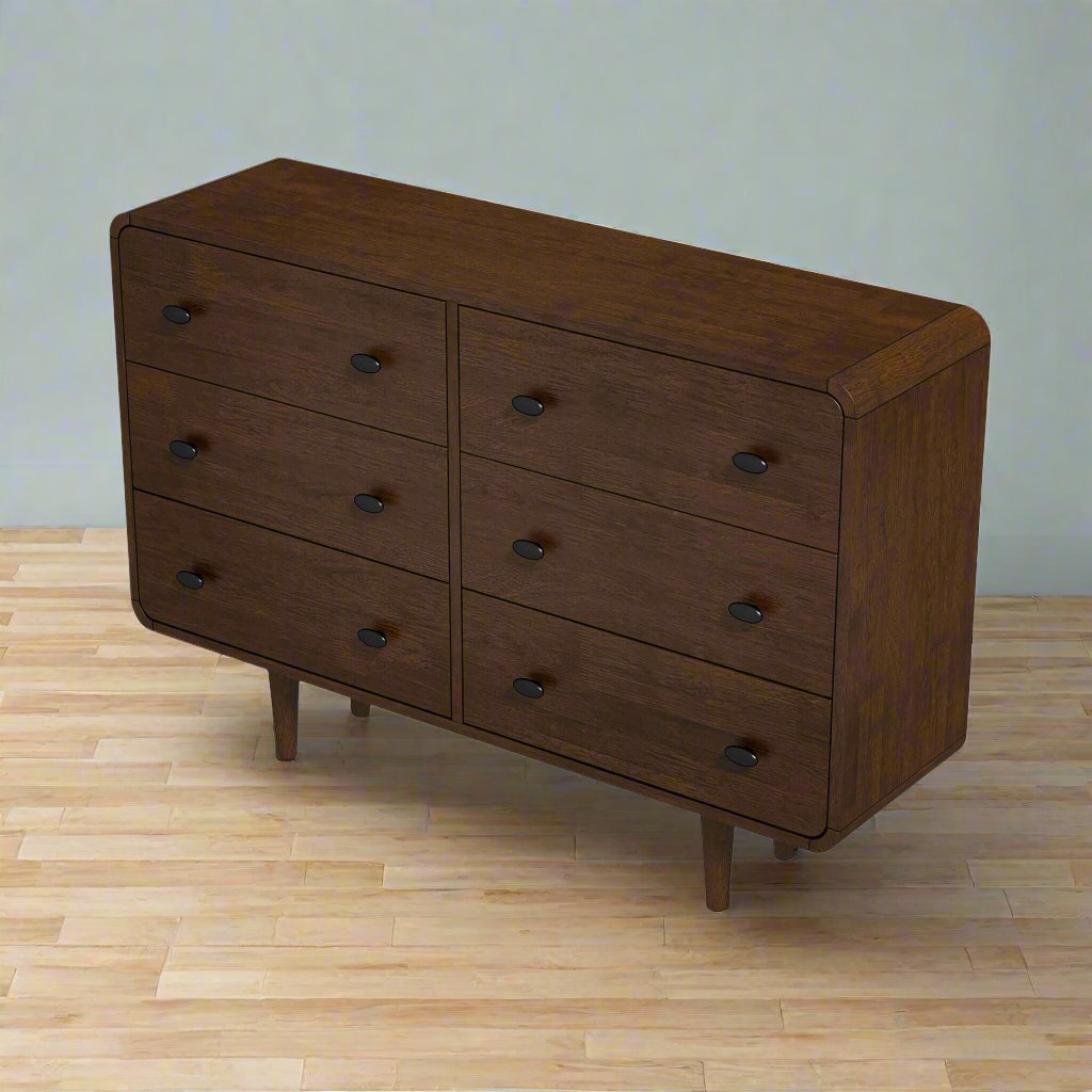 Alexa Mid Century Modern Dresser 6 Drawer Left Angle