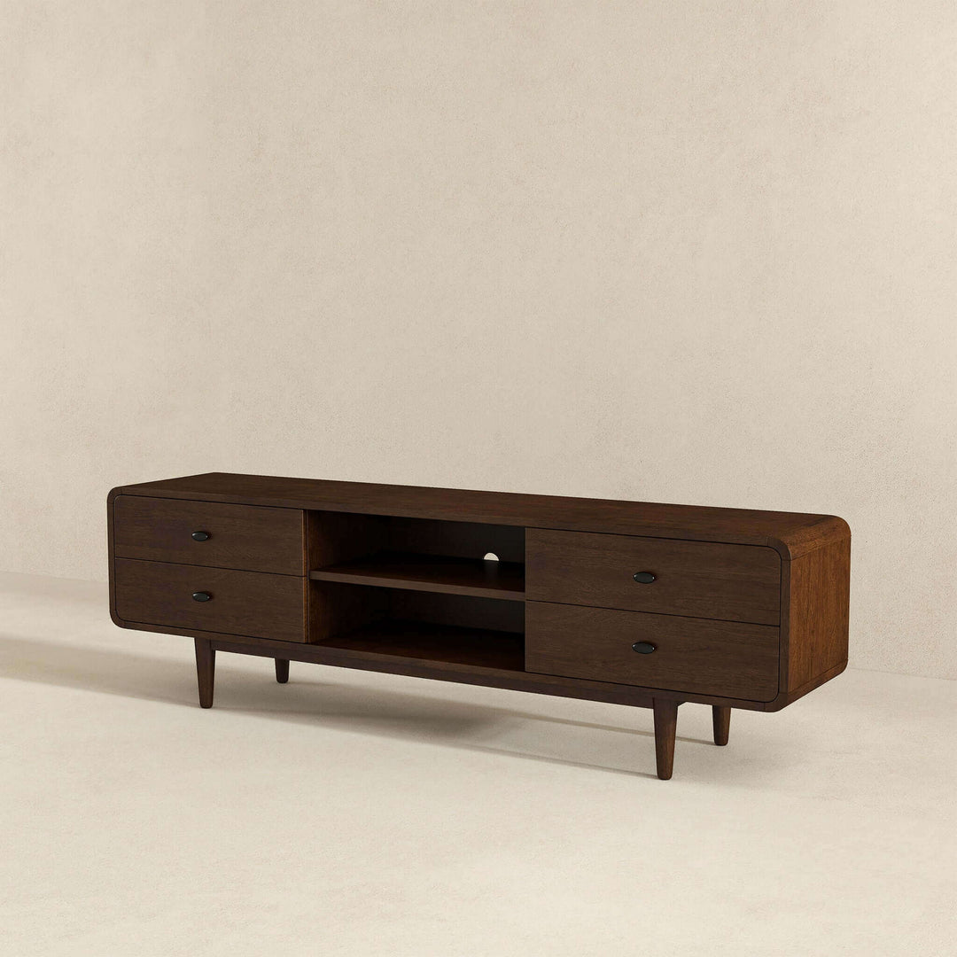 Alexa Mid Century Modern Style TV Stand Left Angle