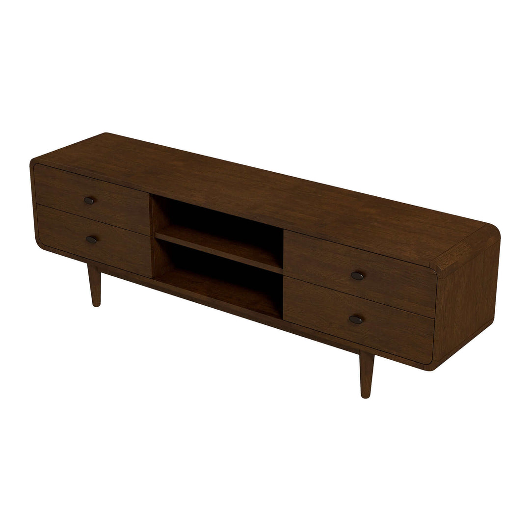 Alexa Mid Century Modern Style TV Stand Closer Left Angle View